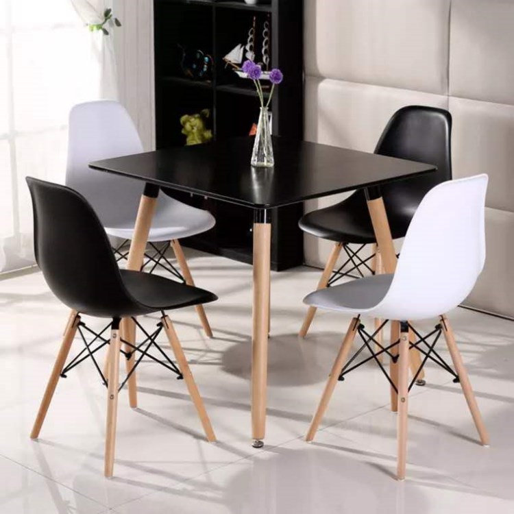 General use industrial conference table square cafe table and chairs set Nordic MDF dining table